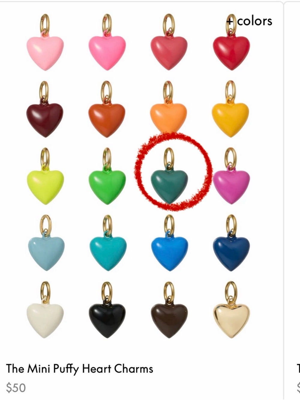Roxanne Assoulin Authentic The Mini Puffy Heart Charms In Forest Color NEW